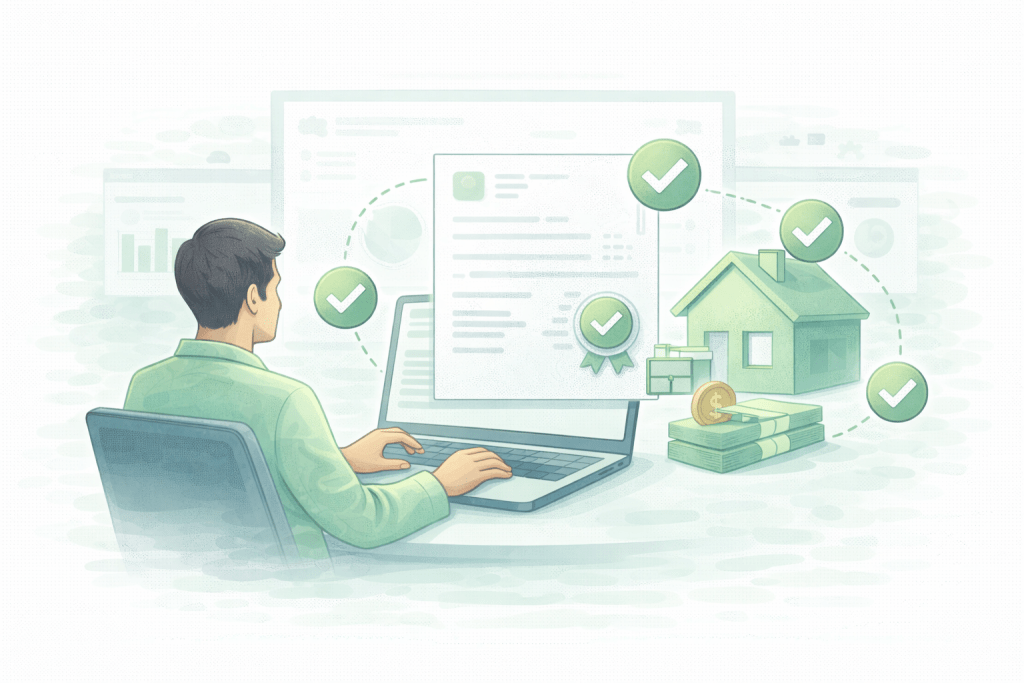 persona emitiendo factura electrónica CFDI por arrendamiento con validación de renta y flujo de ingresos en México