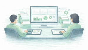 despacho contable gestionando múltiples facturas CFDI en sistema digital centralizado con automatización